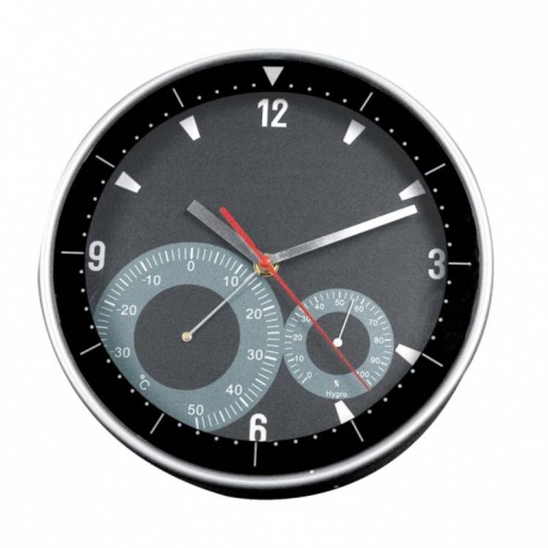 Nástenné hodiny s termometrom, čierna Nástenné hodiny s termometrom, čierna